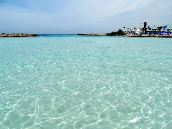 Beach coast landscape mediterranean sea Cyprus island — Stock Photo, Image