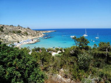 plaj sahil peyzaj Akdeniz deniz Kıbrıs Adası 