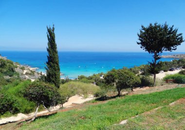 plaj sahil peyzaj Akdeniz deniz Kıbrıs Adası 