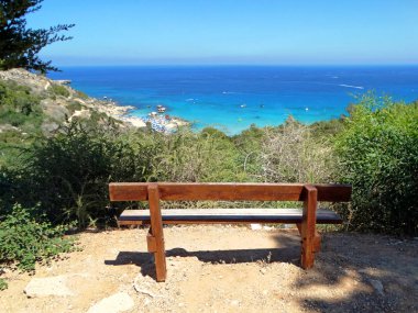 tezgah üzerinde plaj sahil peyzaj Akdeniz deniz Kıbrıs Adası