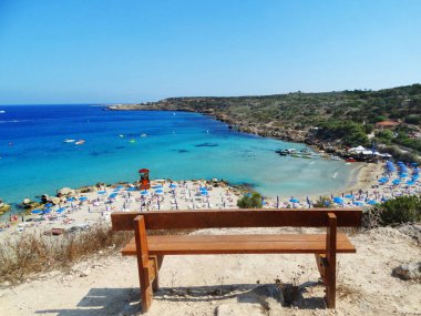 plaj sahil peyzaj Akdeniz deniz Kıbrıs Adası 