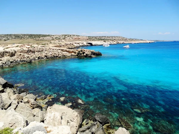 Rocky coast landscape mediterranean sea Cyprus island — Stock Photo, Image