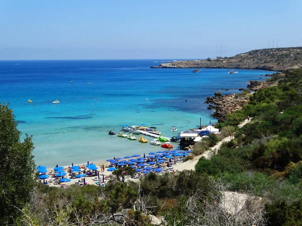 Beach coast landscape mediterranean sea Cyprus island — Stock Photo, Image