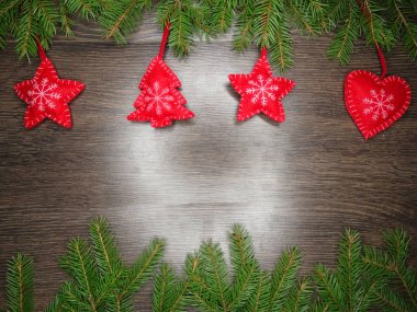 ahşap arka plan christmas dekorasyon ve kopya alanı