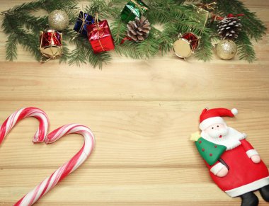 ahşap arka plan christmas dekorasyon ve kopya alanı
