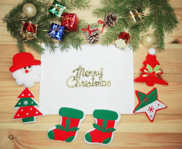 Cartão de felicitações de Natal para santa com espaço de cópia e decoração — Fotografia de Stock
