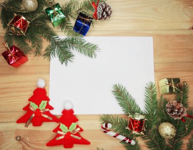 kopya alanı ve dekorasyon için santa Noel tebrik kartı