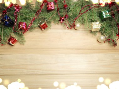 ahşap arka plan christmas dekorasyon ve kopya alanı