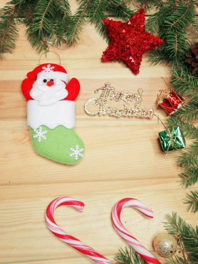 ahşap arka plan christmas dekorasyon ve kopya alanı