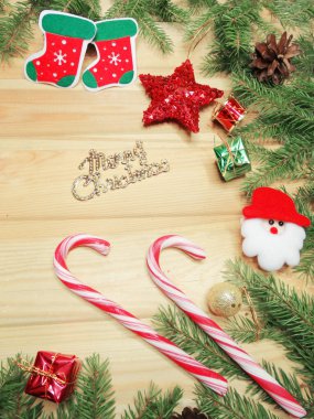 ahşap arka plan christmas dekorasyon ve kopya alanı