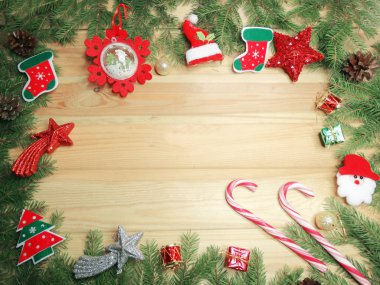ahşap arka plan christmas dekorasyon ve kopya alanı
