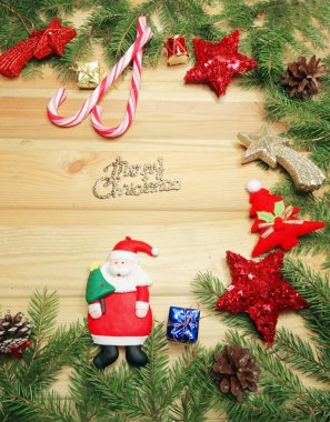 ahşap arka plan christmas dekorasyon ve kopya alanı