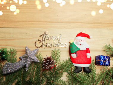 ahşap arka plan christmas dekorasyon ve kopya alanı