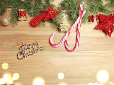 ahşap arka plan christmas dekorasyon ve kopya alanı