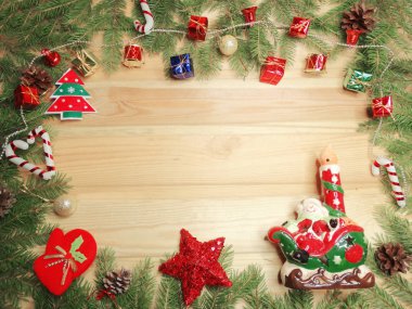 ahşap arka plan christmas dekorasyon ve kopya alanı