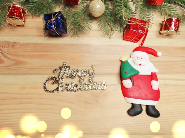 圣诞装饰和副本空间木制背景 — 图库照片
