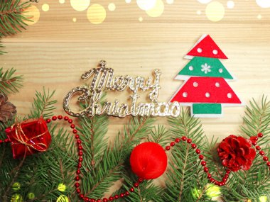 ahşap arka plan christmas dekorasyon ve kopya alanı