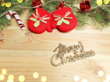 ahşap arka plan christmas dekorasyon ve kopya alanı