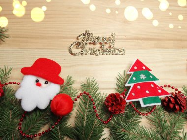 ahşap arka plan christmas dekorasyon ve kopya alanı