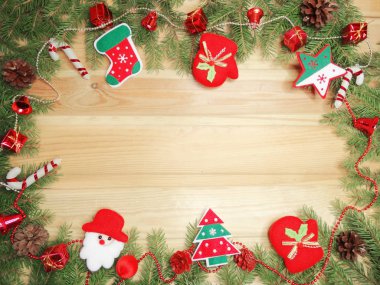 ahşap arka plan christmas dekorasyon ve kopya alanı