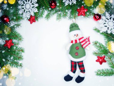 Ahşap arka plan christmas dekorasyon kompozisyonu