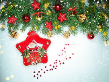 Ahşap arka plan christmas dekorasyon kompozisyonu