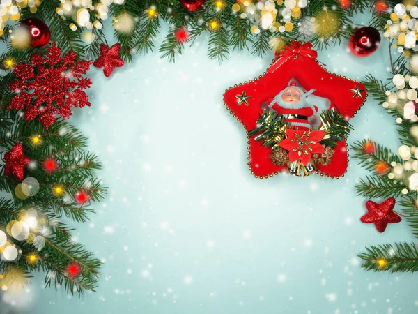 Ahşap arka plan christmas dekorasyon kompozisyonu