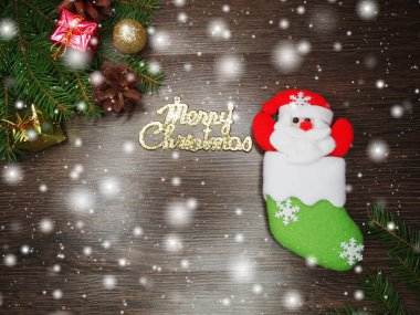 ahşap arka plan christmas dekorasyon ve kopya alanı