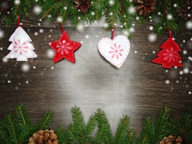 ahşap arka plan christmas dekorasyon ve kopya alanı