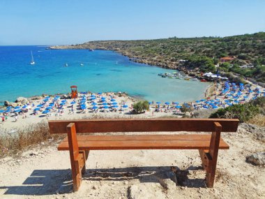tezgah üzerinde plaj sahil peyzaj Akdeniz deniz Kıbrıs Adası