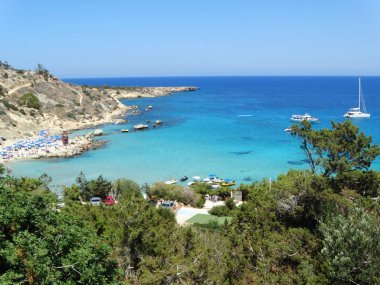 plaj sahil peyzaj Akdeniz deniz Kıbrıs Adası 