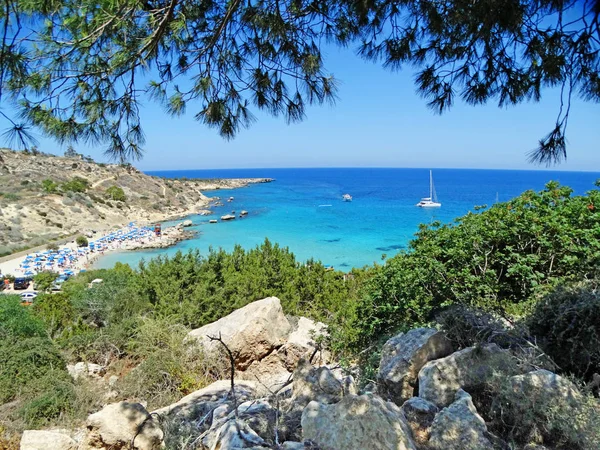 Beach coast landscape mediterranean sea Cyprus island — Stock Photo, Image