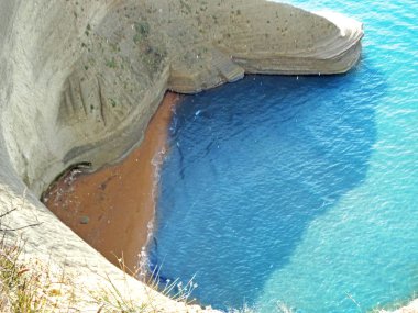 mavi lagün sahil peyzaj Ionian sea Corfu adasında 