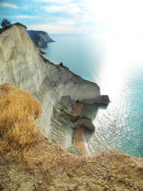 mavi lagün sahil peyzaj Ionian sea Corfu adasında 