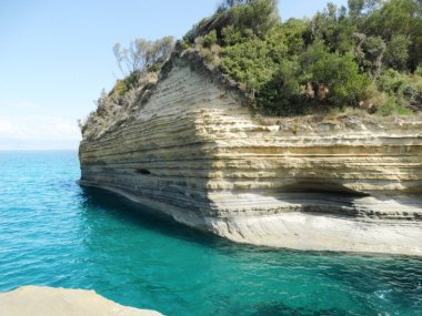 Sidari ünlü plaj manzara Ionian sea Corfu adasında 