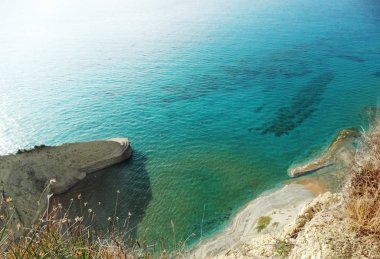 mavi lagün sahil peyzaj Ionian sea Corfu adasında 