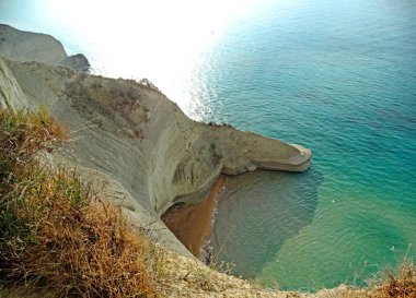 mavi lagün sahil peyzaj Ionian sea Corfu adasında 
