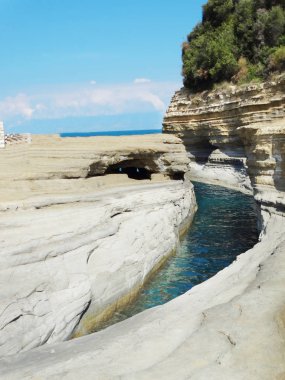 Sidari ünlü plaj manzara Ionian sea Corfu adasında 