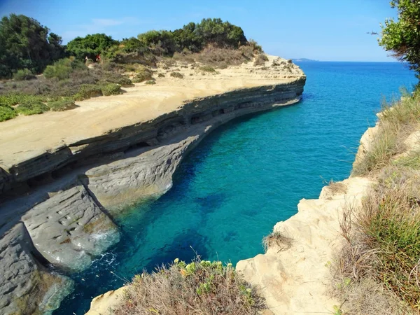 Sidari famous beach landscape ionian sea on Corfu island — Stock Photo, Image