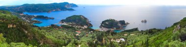 Paleokastritsa mavi lagün sahil peyzaj Ionian sea Korfu 