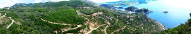 Paleokastritsa sahil peyzaj Ionian sea Corfu adasında 