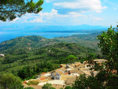 mavi lagün sahil peyzaj Ionian sea Corfu adasında 