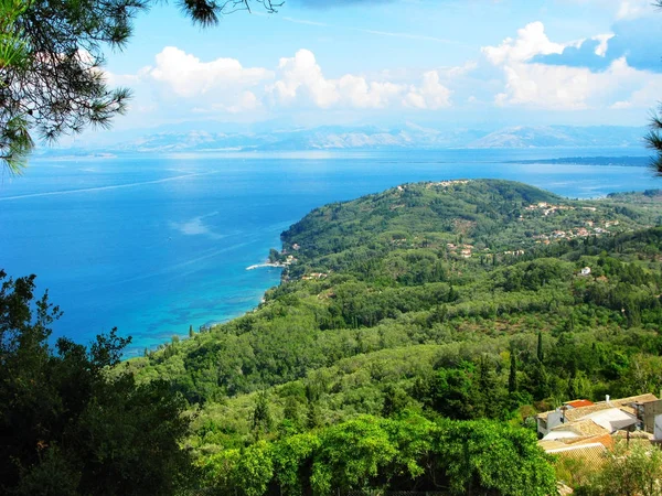 Blue lagoon coast landscape ionian sea on Corfu island — Stock Photo, Image