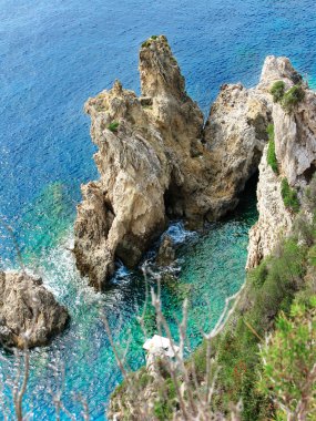 mavi lagün sahil peyzaj Ionian sea Corfu adasında 