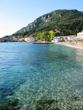 mavi lagün sahil peyzaj Ionian sea Corfu adasında 