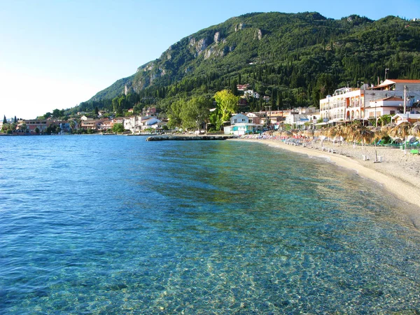 Blue lagoon coast landscape ionian sea on Corfu island — Stock Photo, Image