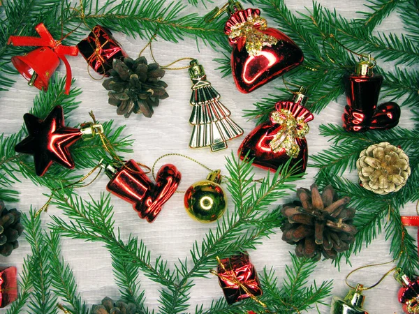 Çam dalları arka plan christmas dekorasyon — Stok fotoğraf