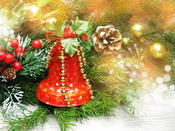 Karácsonyi dekoráció, a fenyő ágak háttere — Stock Fotó