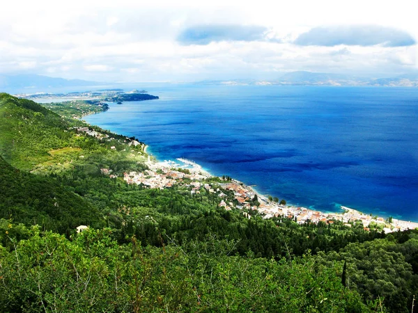 Blue lagoon coast landscape ionian sea on Corfu island — Stock Photo, Image