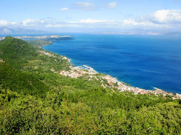 Blue lagoon coast landscape ionian sea on Corfu island — Stock Photo, Image